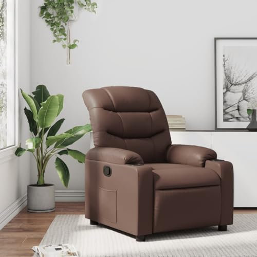 LAPOOH Relaxfåtölj, brun konstläder, TV-fåtölj, biosfåtölj, läsfåtölj, TV-fåtölj, öronfåtölj, armstol, fåtölj, vardagsrum – 374135