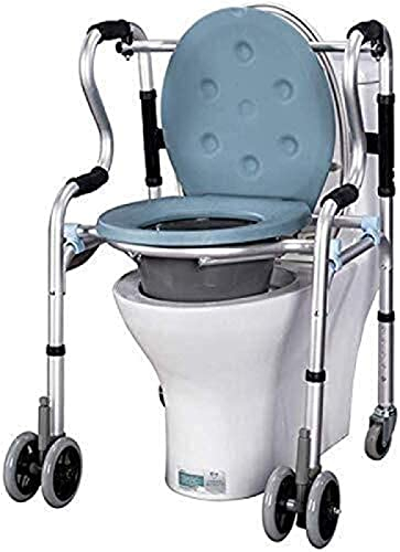 Vierbeiniger Gehwagen, Rollstuhl, Krücken, höhenverstellbarer mobiler Toilettenstuhl, mobiler Toilettenstuhl mit Rollen, mobiler Toilettenstuhl, WC-Toilettenstuhl, tragbarer Badezimmerstuhl