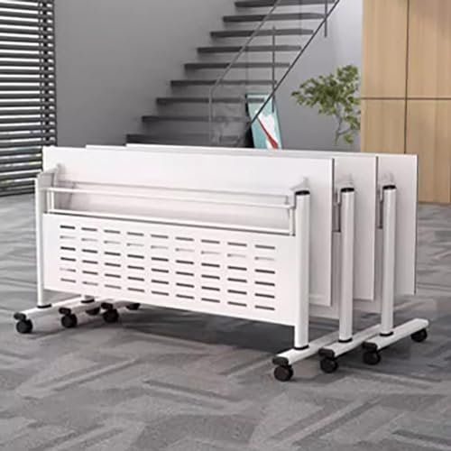 YUZDNM 4PCS Schreibtisch Klappbar - Konferenztisch - Besprechungstisch, Konferenzraumtisch Mit Geräuschlos Arretierbaren Rädern, Klappbarer Mobiler Schulungstisch Mit Klappdeckel(B,120X60X75CM)