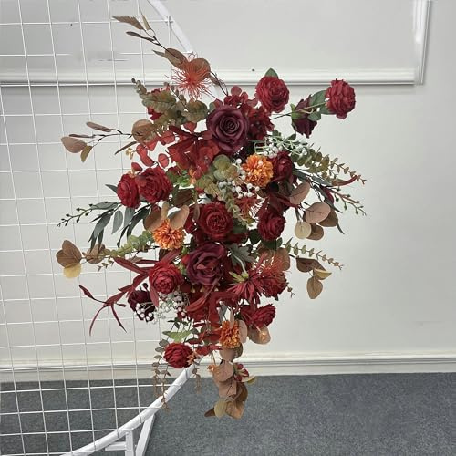 YOLNEY Oggetti di scena per matrimoni Mezzaluna artificiale Disposizione indi fioriPalla di fiori Finita fase T Decorazione per piombo da strada FlorealeArco di nozze-rosso B