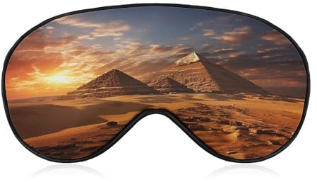 Schlafmaske mit ägyptischen Pyramiden, lichtblockierende Schlafaugenmaske mit ägyptischen Pyramiden, Augenabdeckung mit verstellbarem Riemen, Augenschutz für den Schlaf