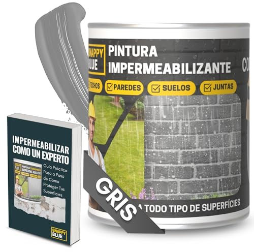 Revestimiento Sellador Impermeabilizante Híbrida con Poliuretano, Pintura Impermeable Definitivo Terrazas, Techos y Exteriores, Protección Fugas Goteras, Transparente + 3Colores (Gris, 0,5 Kg)