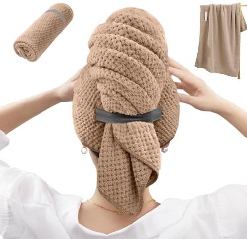 Toalla Microfibra Pelo Largo, Toalla Pelo con Elástico, Secado Rápido Super Absorbente, Toalla Pelo 100 x 60 cm, Toalla Microfibra Pelo Anti Frizz