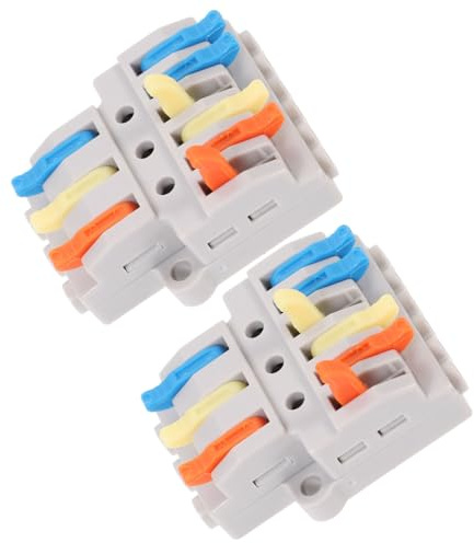 SKISUNO 2pcs Lever Wire Connectors Electrical Cable Terminal Block Quick Splice Wire Connector 3 in 6 Out Spring Clamp for Electrician Tools