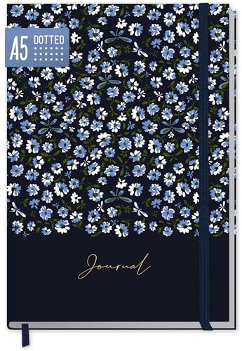 paper&you® dotted Journal A5 mit Gummiband Blue Daisy 156 Seiten, Notizbuch gepunktet, Tagebuch - nachhaltig & klimafreundlich