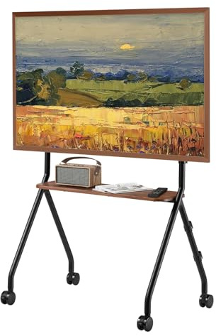 ECOTINY TV-Ständer Rollbarer für 49-80 Zoll Fernseher, 50 kg Tragkraft, Hoch- und Querformat, Stabiler Mobiler TV-Wagen mit Ablage, Max. VESA 600x400mm (Schwarz)