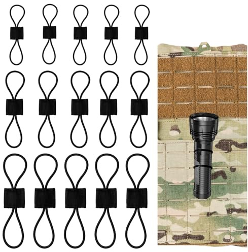15Pcs Molle Attachments Tactical Gear Holder Clip Molle Webbing Binding Ribbon Multipurpose Tactical Backpack Accessories Molle Web Dominator Elastic Strings Buckle Molle Accessories