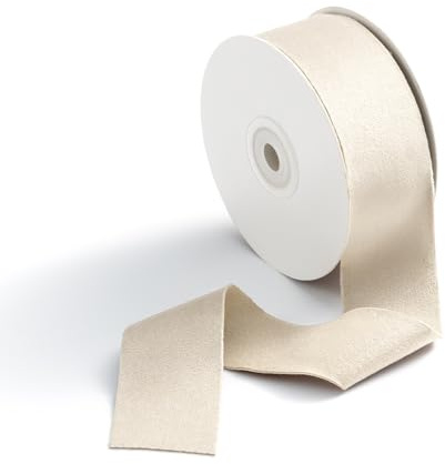 CHUQING Cinta de terciopelo crema, cintas de regalo, beige, terciopelo, boda, decorativo, ancho, 3,8 cm x 9 m