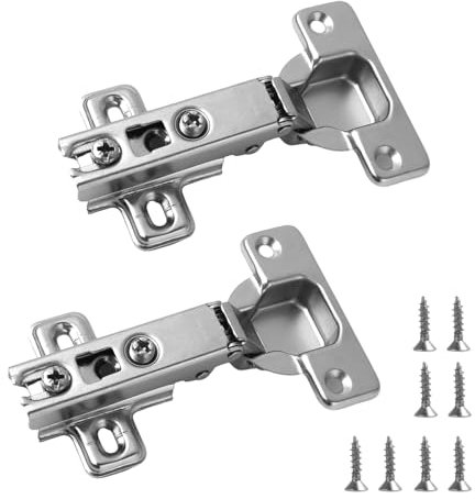 2 Pièces Recouvrante Charniere Porte Cuisine, Charnières de Porte pour Armoire de Cuisine, Meuble de Cuisine Charnière de Porte, Angle d'Ouverture 110°, Installation Facile pour Meubles et Rénovation