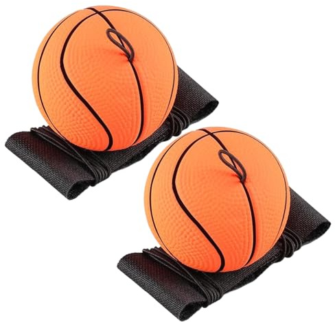 Porgeel Rebound -Ball mit Armbandgurt, 2pcs 60 mm/2,4 Zoll Gummi -Basketball -Handgelenkbälle an Einer Schnur, Rückkehrkugel, Rebound -Hüftbällchen -Armbandbällchen für Kinder Erwachsene