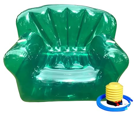 guoiooi Aufblasbarer Sessel, transparentes Sofa for Erwachsene, 109 x 71 x 84 cm, aufblasbare Couch for drinnen und draußen, for Schlafzimmer, Balkon, Pool, Rasen, Reisen, Party(Green)