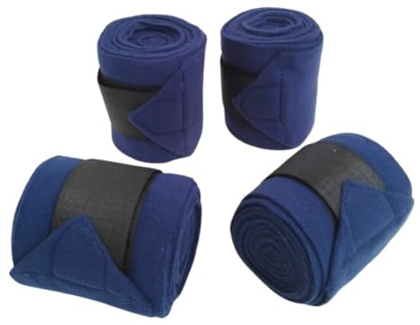 SIE EQUESTRIAN Lot de 4 bandages pour jambes de cheval - Rouge, bleu, bleu marine et noir (bleu marine)