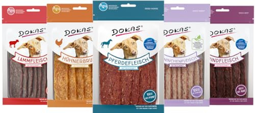 DOKAS – Fleischmix 5 Sorten – Lamm, Rind, Huhn, Kaninchen & Pferd (4x70g + 60g)
