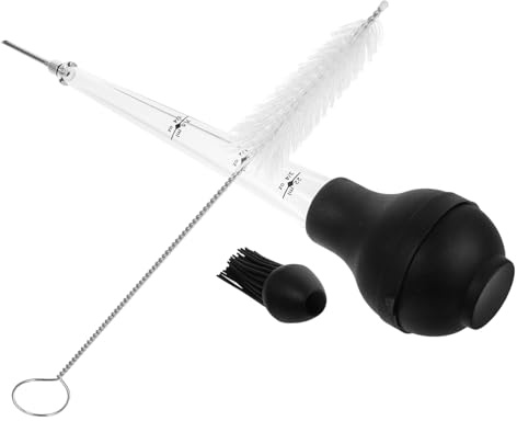 Stainless Steel Food Injector Turkey Baster Needle with Silicone Black