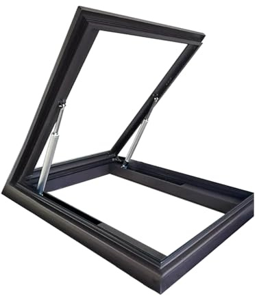 Escotilla de acceso a tragaluz para techo, ático y sótano, puerta de seguridad con tapa de aluminio de ventilación manual, 50 x 75 cm, cubierta ideal para ventana de terraza y terraza para una
