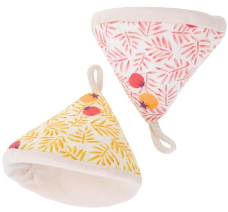MOTHNUR Triangular Pot Lid Knob Covers Heat-resistant Pot Handle Sleeves Anti-scalding Protector for Kitchen Cooking 2pcs Red and Yellow Set