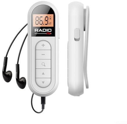 ReachMall Radio FM portatile, display LCD retroilluminato con jack per cuffie da 3,5 mm, per jogging, campeggio e passeggiate, avventure all'aria aperta