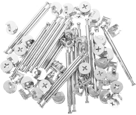 DECOMELODY 20 Juegos Herrajes Metálicos de Doble Cabeza para Muebles Fijadores de Conectores Resistentes para Paneles de Gabinete y Fácil Instalación y Alta Durabilidad