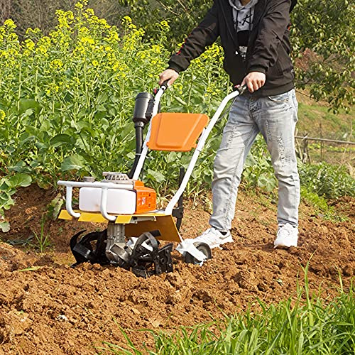 Ryanong Petrol Tiller Rotavator Cultivator - Ideal Garden for Soil Loosening, 2.2kw Power Tillers with 4 Blades, Stroke Engine, Cordless Lawn Scarifier