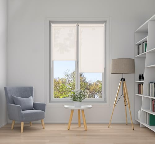 Estores enrollables sin taladrar Screen para Ventanas 45x180 cm Beige | Instalación sin agujeros, tejido técnico 5% traslúcido premium con protección solar rayos UV y aislamiento térmico StoresDeco