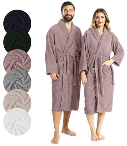 Björk Unisex-Bademantel aus ägyptischer Baumwolle Frottee Weicher, Leichter Morgenmantel für Damen & Herren, Lang, Saugfähig & Schnell Trocknend, Ideal für Sauna & Spa