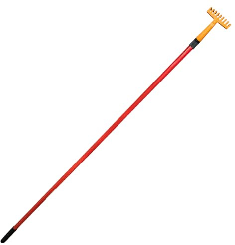 Rastrello per raccolta olive 9 denti in PVC con pertica telescopica acciaio 2 stadi con ghiera a vite – Attacco conico Ø22 mm – Ideale per olive e frutti (mt. 1,20 - 2)