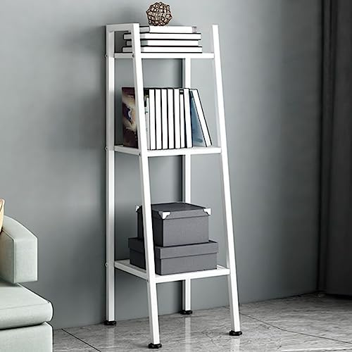 Ladder Metal Bookshelf Modern Bookcase with Rectangular Shelves Storage Rack Kitchen Storage Rack Multi-layer Bookshelf Floor-to-ceiling Trapezoidal Balcony Flower Stand Red
