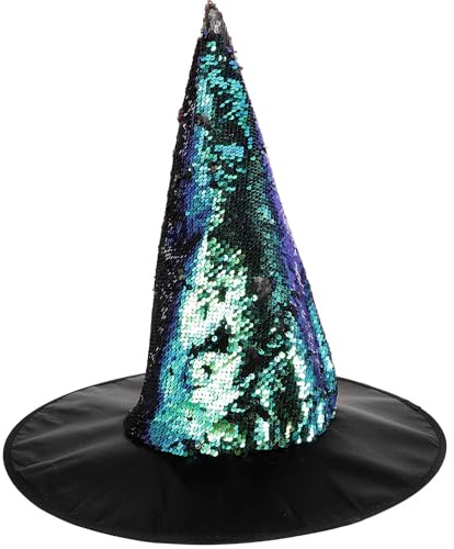 Beaupretty Chapeau Sorcière à Sequins pour Femme Décoratif et Confortable Halloween Fête Cosplay et Bal Masqué