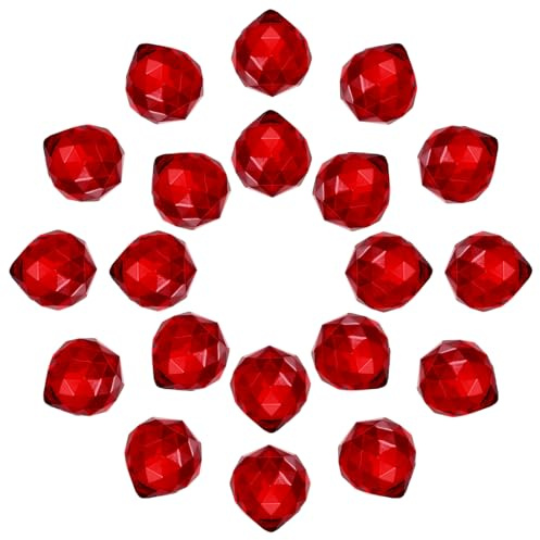 QUARKZMAN 20Pack Sfera Di Cristallo Prisma 20mm/0.8 Sfera Decorativa Rosso | Per Cristalli Per Lampadari Finestre Decorazioni Matrimonio Arredamento Casa, Cattura Sole