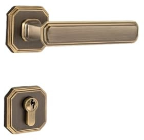 Serratura magnetica for porta interna in rame puro in stile cinese, camera da letto, serratura for divisa, maniglia nera for domestica, for in legno(Coffee Bronze Magnetic)