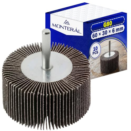 10 Stück Fächerschleifer G180 Ø60x30mm für Bohrmaschine und Geradschleifer