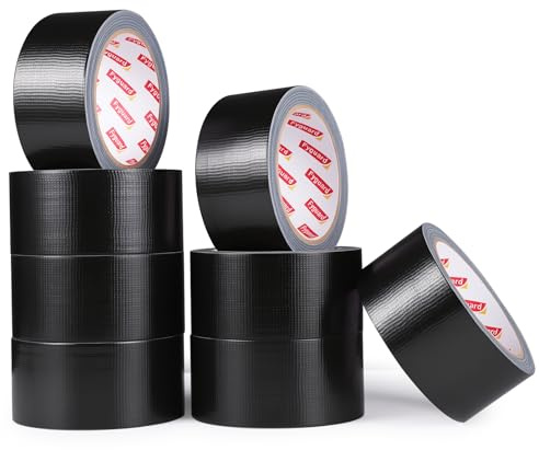 Fyguard Panzertape 8 Rollen, 48 MM X 18 M, Schwarz, Wetterfest | Stark Haftend, Handreißbar, Wasserabweisend, Für Reparatur, Bündeln, Garten, Werkstatt Und Camping