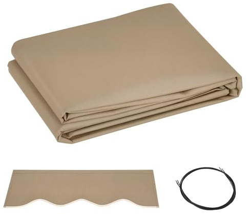 Outsunny Techo de Repuesto para Toldo, 382x240 cm, Lona para Toldo con Dobladillo, Protección UV, Impermeable, de Tela Poliéster 280 g/m², Tela de Repuesto para Patio, Terraza, Jardín, Balcón, Beige