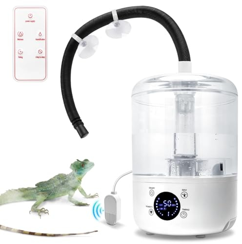 Toowell Reptilien Luftbefeuchter Nebler,4L Reptilien Nebler mit Timer | Feuchtigkeitssensor,3 einstellbare Nebelstufen,Fernbedienung,Reptilien Sprühgerät für Reptilien Amphibien Schlangen Terrarium