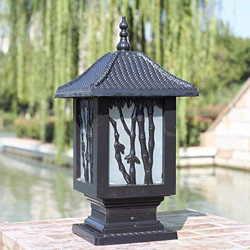 LYGXWJFC Lampadari da Esterno Lampada da pilastro Nera con Adattatore per Montaggio su molo Lanterna da palo Stigma Light Lampione Stradale per Montaggio su palo, Alluminio con lampade su palo in