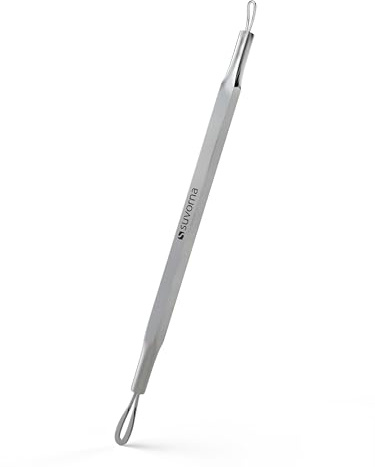 Suvorna Skinpal s25 - Whitehead & Blackhead Remover, Cleaner & Comedone Extractor 2 in 1. Made of Dermatologist Grade Surgical Steel. Approved by Best aestheticians, Comes with Product Guide & Pouch.