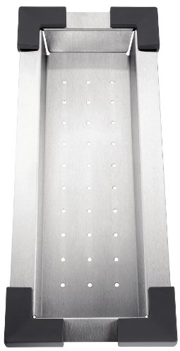 BLANCO Resteschale aus Edelstahl | 432 x 176 mm | [42,5x16,9x4,3 cm] | Passend zu Keramik-Unterbaubecken | Aus hochwertigem Edelstahl | Gelocht