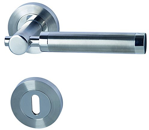 Alpertec Solid 3-R Chrom/Edelstahlfarbig satiniert BB für Zimmertüren Drückergarnitur Türdrücker Türbeschläge, 88028600C