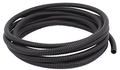 sourcing map 3.6 M 7 x 10 mm Plastic Flexible Corrugated Conduit Tube for Garden,Office Black
