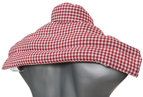 Bio-Dinkelkissen Schulter & Nackenkissen mit Kragen. Wärmekissen Körnerkissen Nackenwärmer für Mikrowelle und Backofen (rot-weiß, Bio-Dinkel)