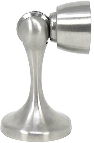 com-four® Türfeststeller aus satiniertem Edelstahl, Bodentürstopper mit Magnet und Befestigungsmaterial, 7,5 x Ø 4,6 cm (Edelstahl satiniert 75 mm - 01 Stück)