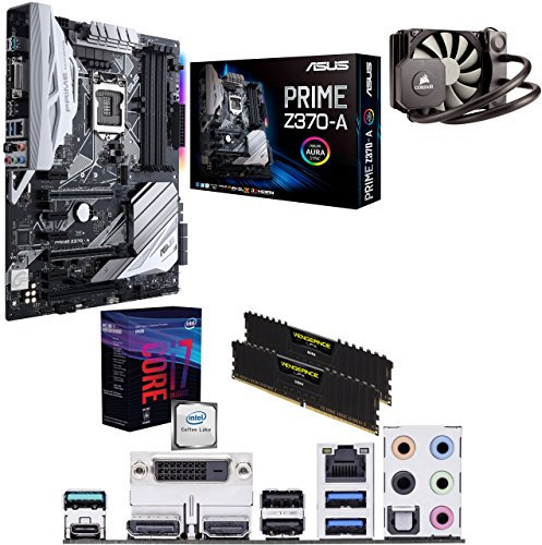 Intel Coffee Lake Core i7 8700k 5.0GHz Overclocked CPU, ASUS PRIME Z370-A Motherboard, 16GB 3000MHz Corsair DDR4 RAM & Corsair Hydro Series H45 Performance Liquid Cooler Pre-Built Bundle