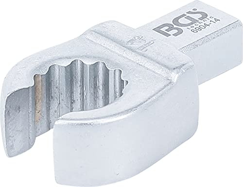 BGS 6904-14 | Einsteck-Ringschlüssel | offen | 14 mm | Aufnahme 9 x 12 mm | Chrom-Vanadium-Stahl | Einsteck-Vierkant | verchromt, matt | Rechteckschaft | mit Stiftsicherung