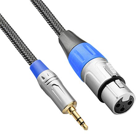 Tisino Cavo XLR Jack 3.5 mm, cavo da XLR femmina a mini jack 3,5 mm per microfono Aux per videocamere, fotocamere DSLR, dispositivo di registrazione per computer e altro ancora - 2M