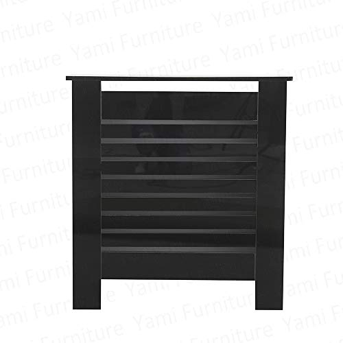 Yaermei Livingroom Kitchen Hallway Classy Highgloss Radiator Covers Decorative Cabinet 3 Colors 4 Sizes Horiz Slat UK Stock (S, Highgloss Black)