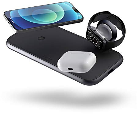 Zens 4-in-1 Wireless Charger Aluminium – Includes Apple Watch USB Stick, 20W Output, Apple Fast Charge, Built-in USB-A Port, Qi Certified, with 45W USB-C PD Adapter