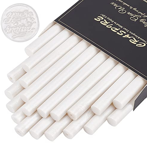 CRASPIRE 20 Stück Klebepistole Siegel Wachsstifte 11mm Für Vintage Wachs Siegelstempel Und Brief Einladungskarten Weinflasche Geschenkpaket Dekoration (Perlweiß)