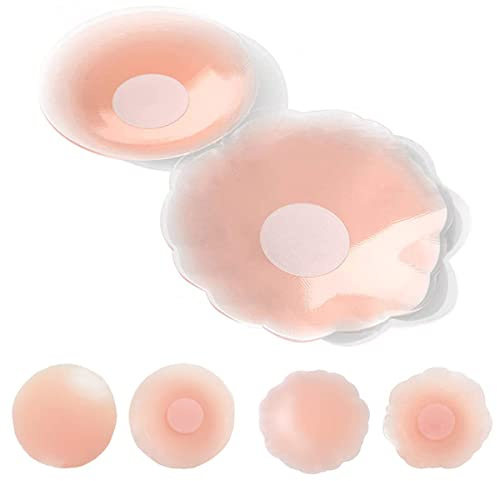 Spolife Thin Nipples Cover - Women's Silicone Pasties, Invisible Reusable Adhesive Bra Covers (2 Pairs)