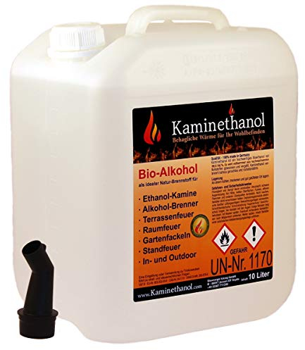 20 L Bioethanol 100% Ethanol 20 Liter Bio Alkohol 10 L Kanister Kamin Ausgießer
