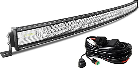 AUXTINGS 132 cm 52 tum 675 W böjd LED-ljusstång punkt strålkastare trippel rad lins LED arbete dyklampor med ledningssele kit för off-road ATV AWD SUV 4WD 4x4 pickup, 12V 24V DT-kontakt vattentät